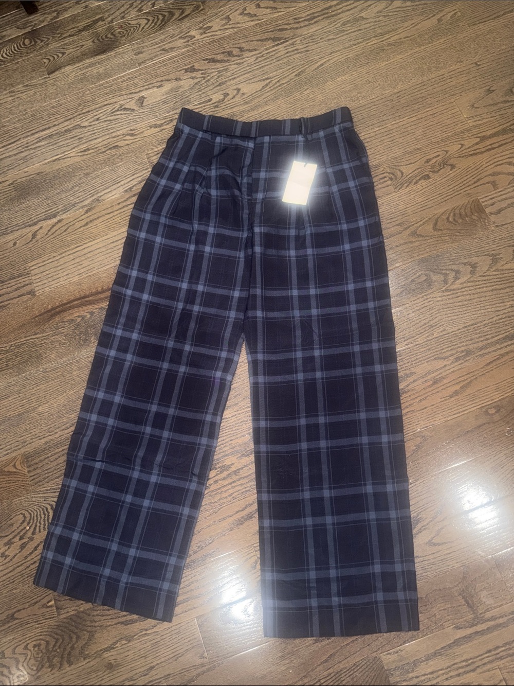 NWT - Zara ZW COLLECTION PLAID WIDE LEG PANTS - Large